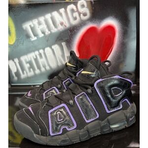 Nike Air More Uptempo Black Purple Gold Sneakers Shoes Womens size 9 old school
